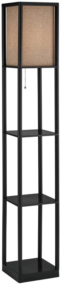 Modern Espresso Floor Lamp with Shelves - Tisha-3