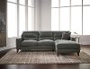 Modern Slate Gray Leather Sofa Chaise - Miami
