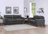 Slate Gray Leather 2 Piece Sofa and Loveseat Set - Miami