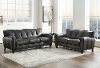 Ash Gray Leather 2 Piece Living Room Set - Savannah