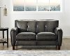 Ash Gray Leather Loveseat - Savannah