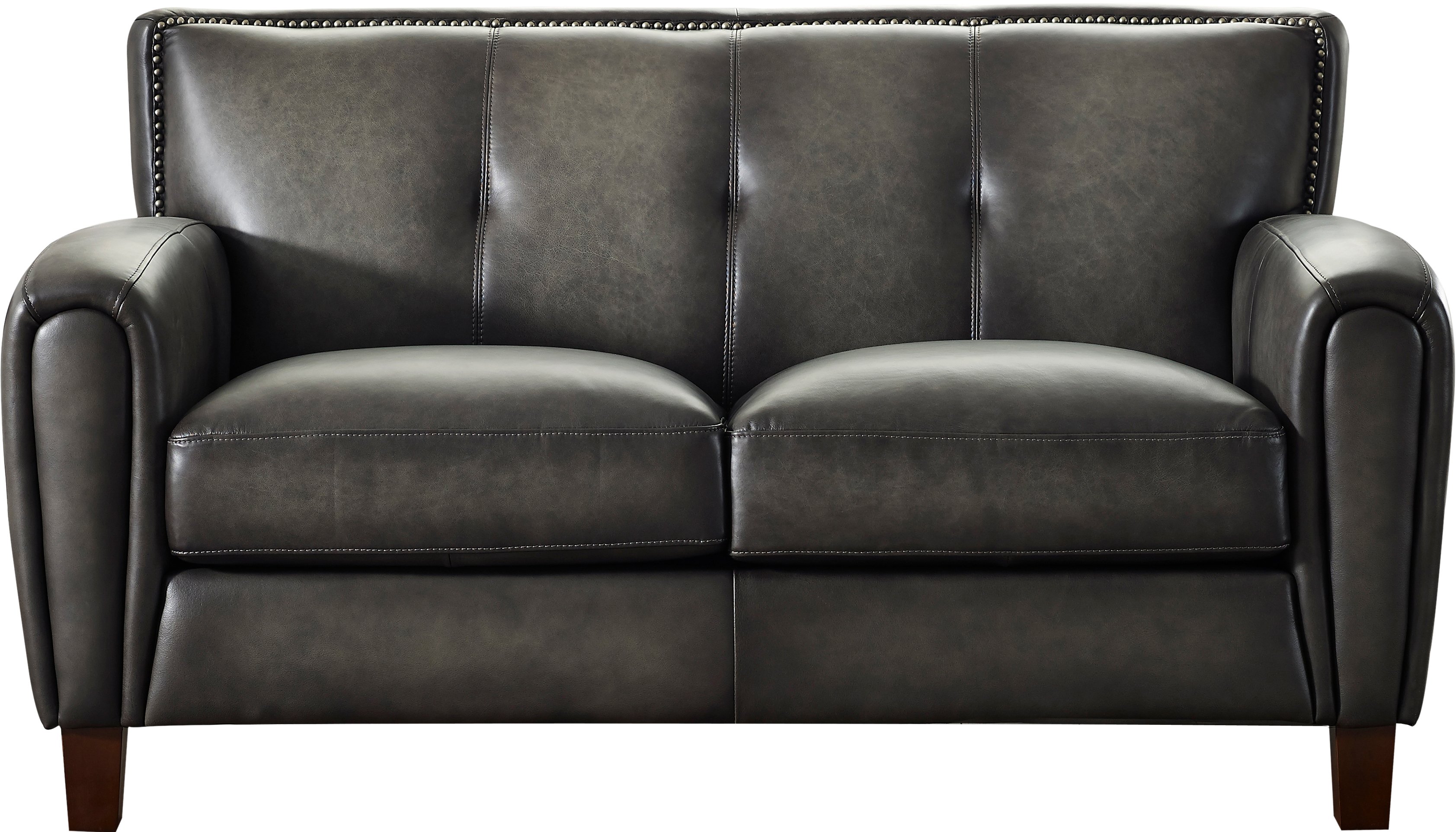 Ash Gray Leather Loveseat - Savannah-3