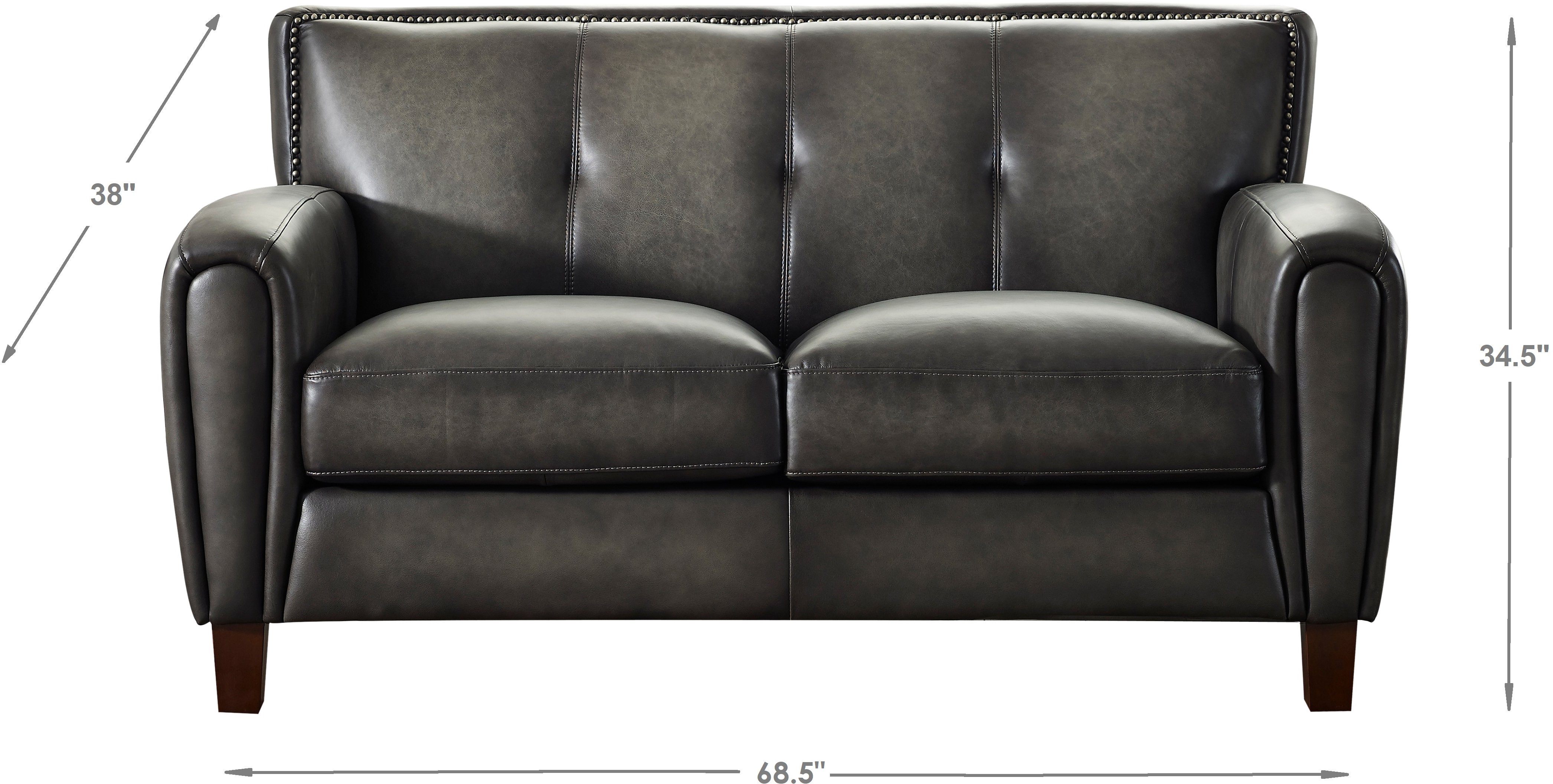 Ash Gray Leather Loveseat - Savannah-4