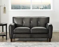 Savannah Ash Gray Leather Loveseat