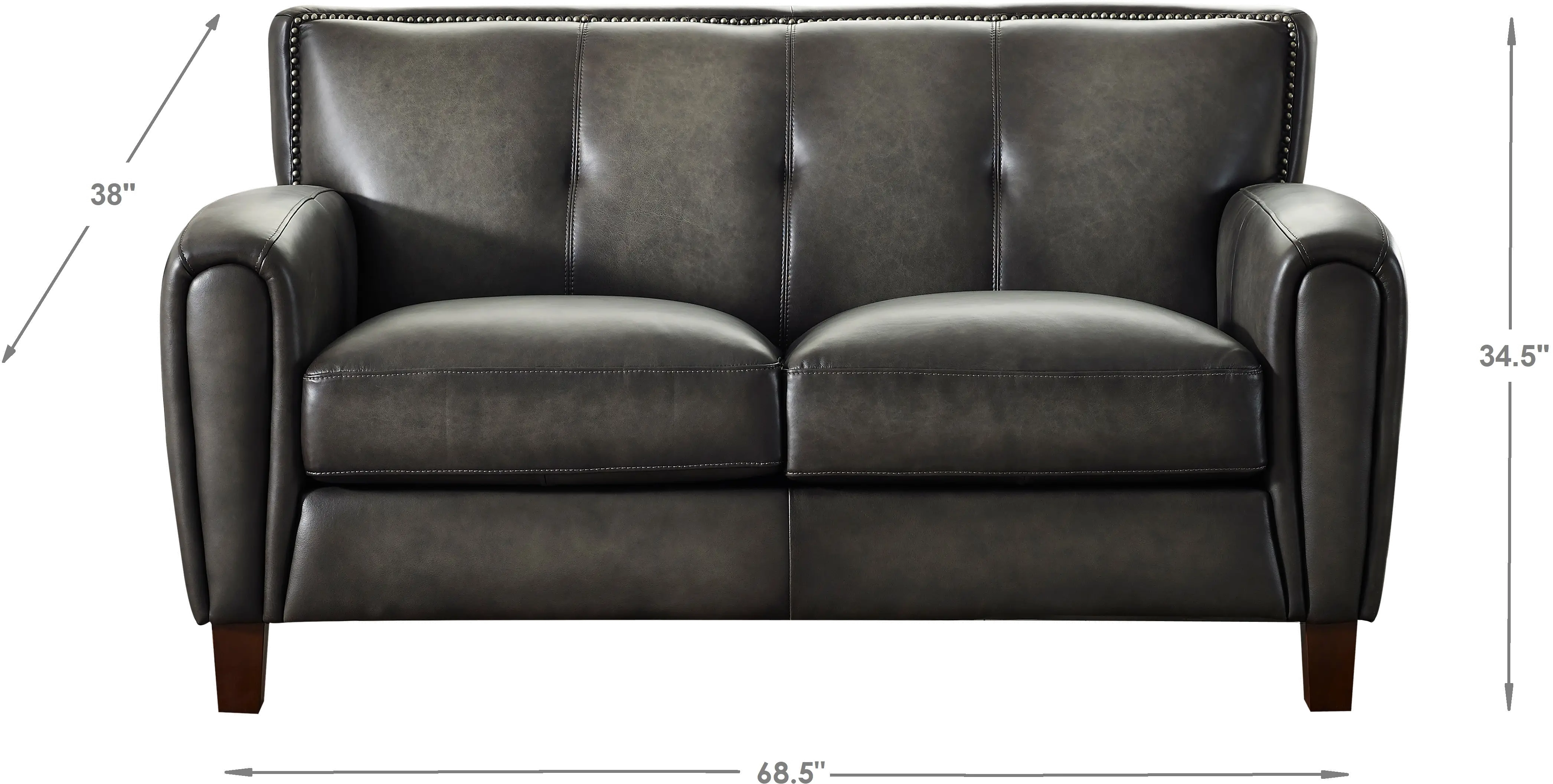 Savannah Ash Gray Leather Loveseat-4