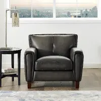 Ash Gray Leather Arm Chair - Savannah