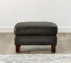 Ash Gray Leather Ottoman - Savannah