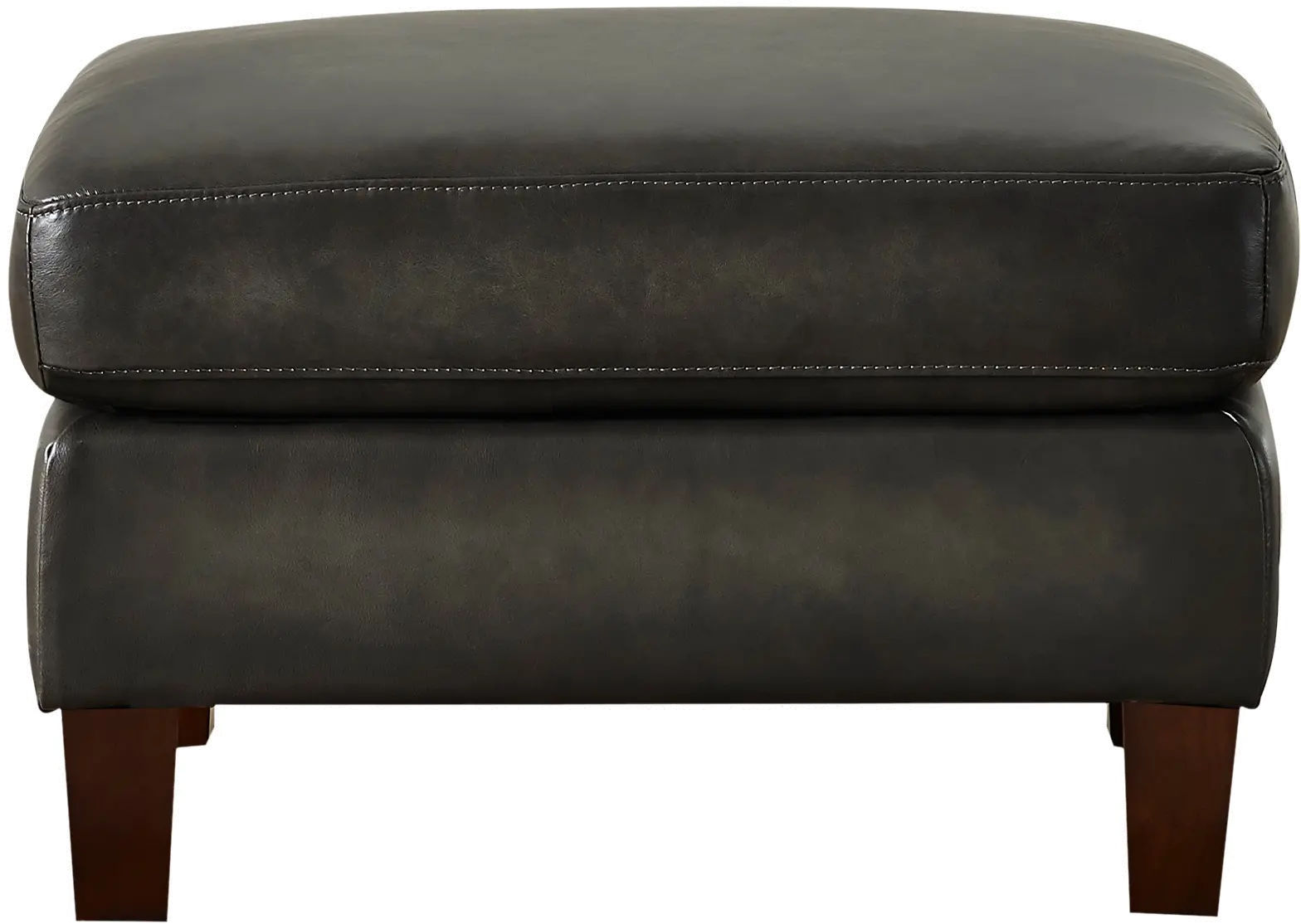 Ash Gray Leather Ottoman - Savannah-3