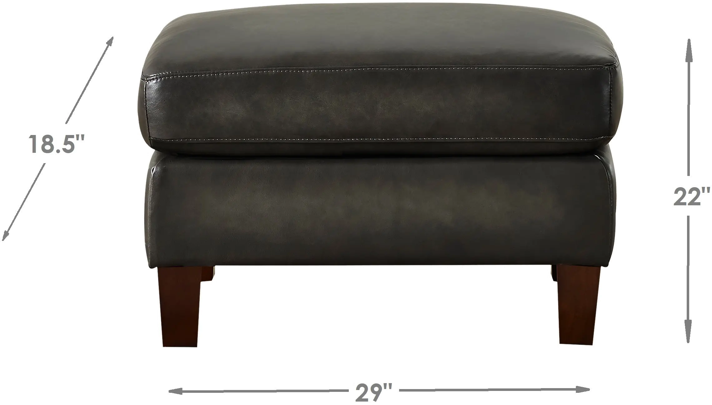 Ash Gray Leather Ottoman - Savannah-4