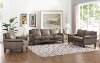 Classic Taupe Leather 3 Piece Living Room Set - New London