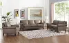 New London Taupe Leather 3 Piece Living Room Set
