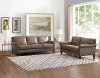 Classic Taupe Leather 2 Piece Sofa and Loveseat Set - New London