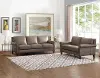 New London Taupe Leather Sofa and Loveseat Set