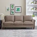 New London Taupe Leather Sofa