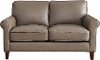 Classic Taupe Leather Loveseat - New London