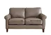 New London Classic Taupe Leather Loveseat