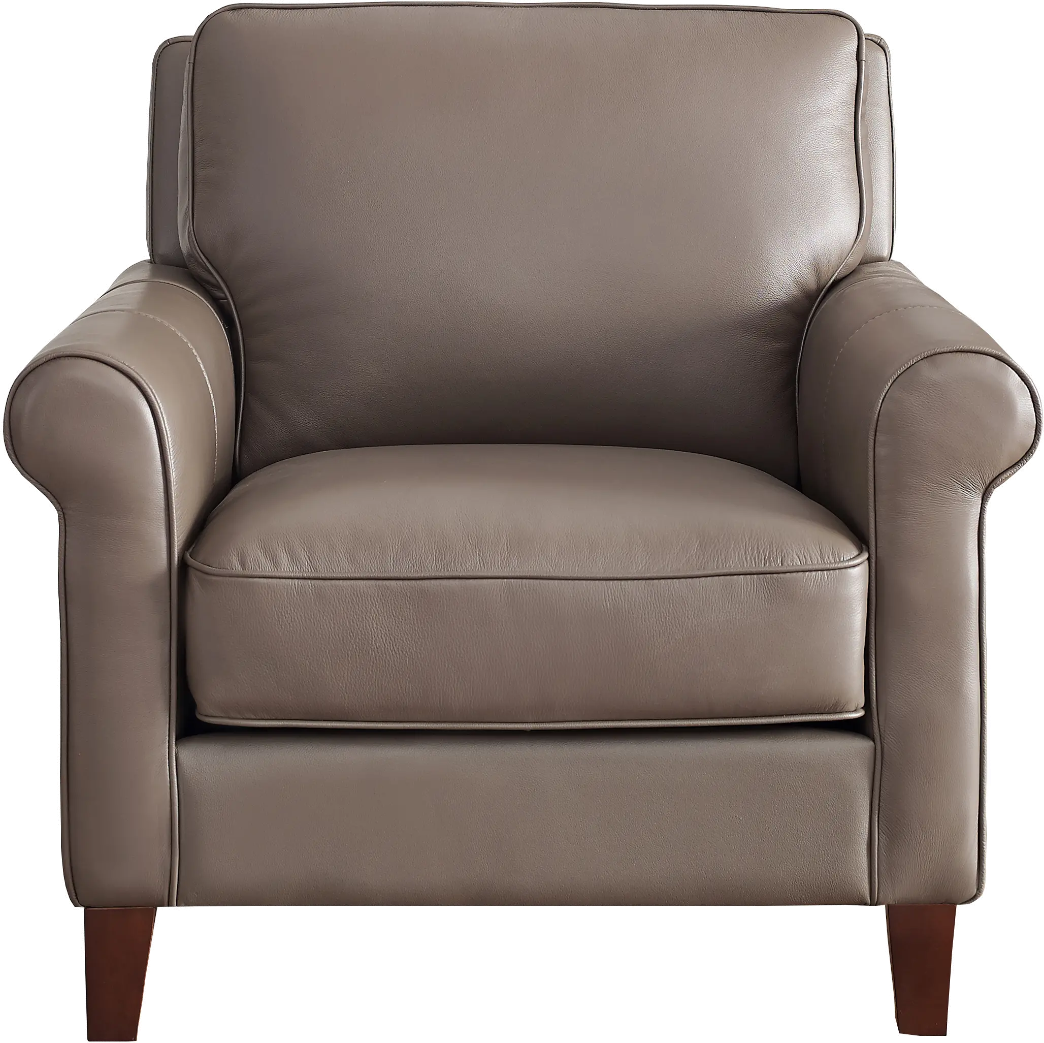 Classic Taupe Leather Chair - New London-3