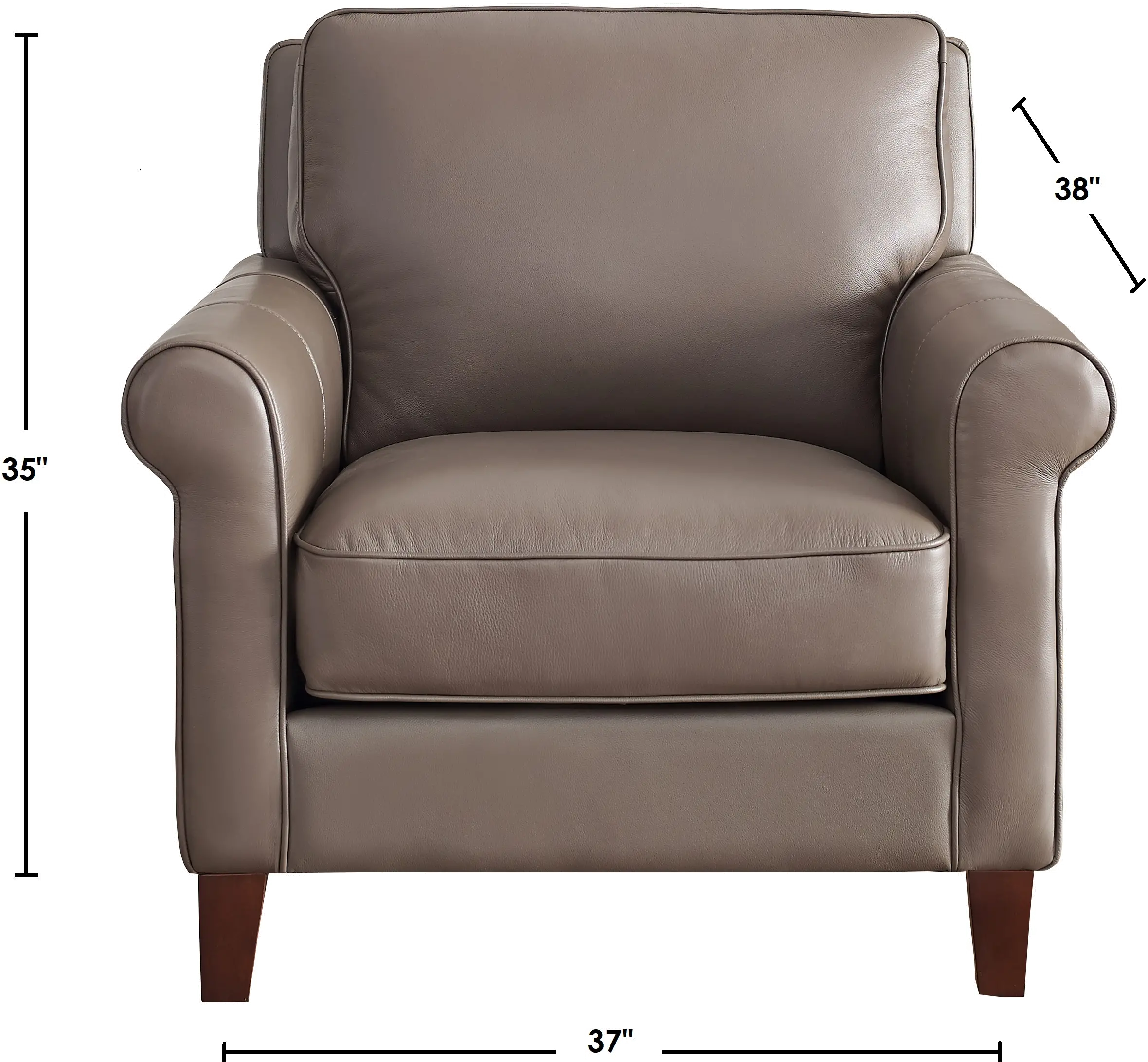 Classic Taupe Leather Chair - New London-4
