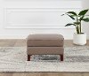 Classic Taupe Leather Ottoman - New London