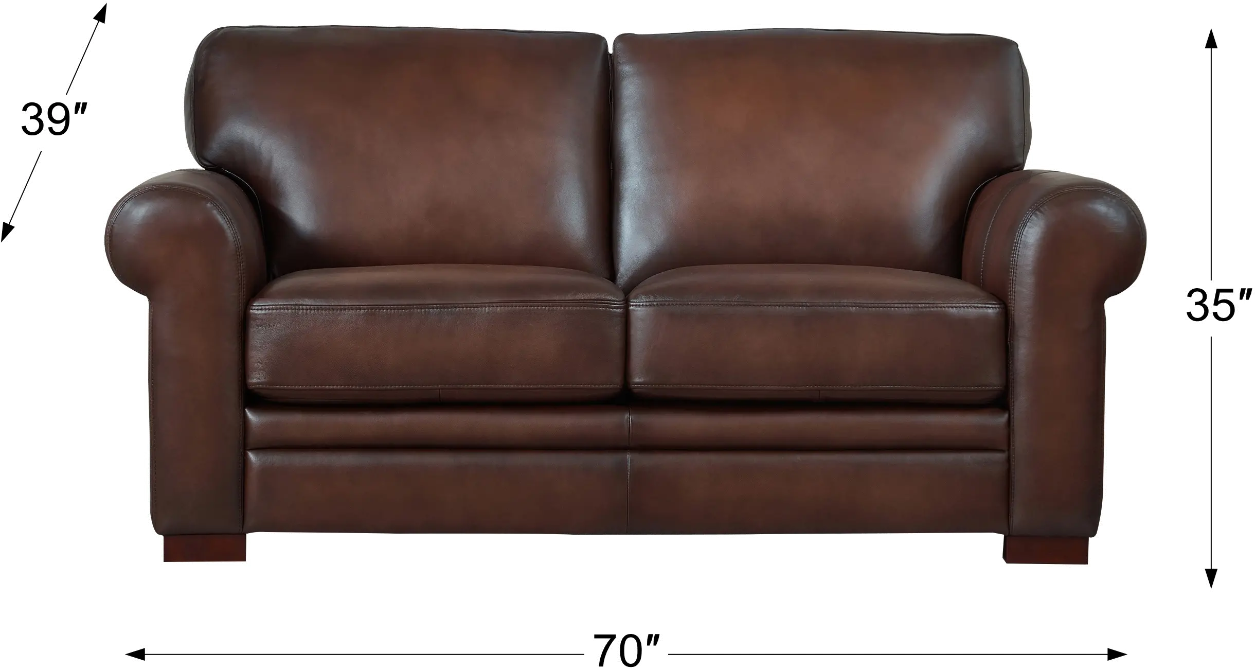 Carmel Brown Leather 2 Piece Sofa and Loveseat Set - Eglinton-3