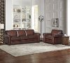 Carmel Brown Leather 2 Piece Sofa and Chair Set - Eglinton