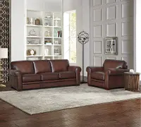 Eglinton Carmel Brown Leather Sofa and Chair Set
