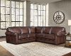 Classic Carmel Brown Leather 3 Piece Sectional - Eglinton