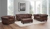 Traditional Brown Leather 4 Piece Living Room Set - Lanchester