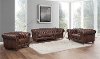 Traditional Brown Leather 3 Piece Living Room Set - Lanchester
