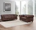 Lanchester Brown Leather Sofa and Loveseat Set