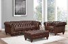 Traditional Brown Leather 3 Piece Living Room Set - Lanchester