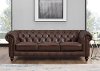 Traditional Brown Leather Sofa - Lanchester