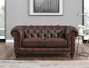 Traditional Brown Leather Loveseat - Lanchester