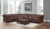 Traditional Brown Leather 4 Piece Sectional - Lanchester