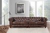 Traditional Brown Leather 4-Seater Sofa - Lanchester