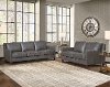 New Haven Ash Gray Leather 2 Piece Sofa and Loveseat Set
