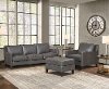 New Haven Ash Gray Leather 3 Piece Living Room Set with Ottoman