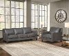 New Haven Ash Gray Leather 2 Piece Sofa and Chair Set