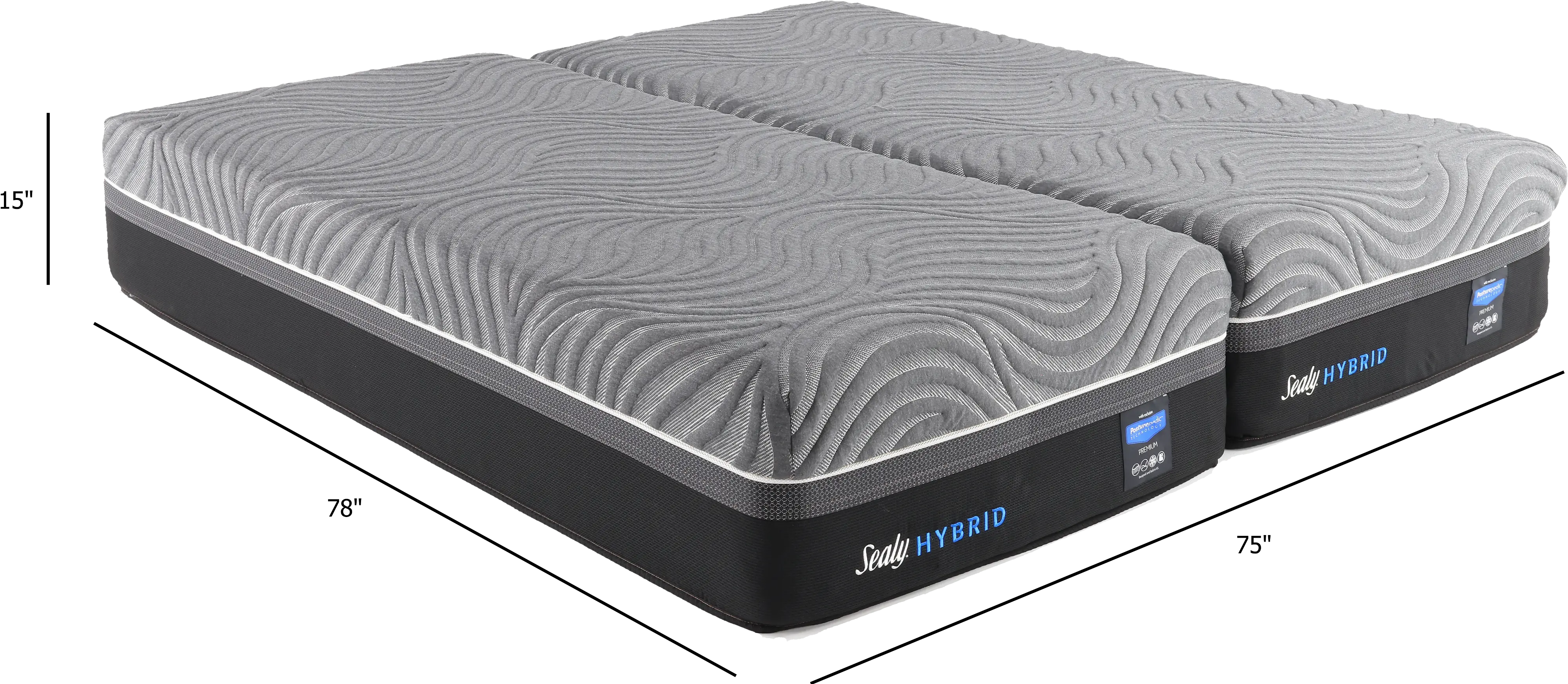 TXL-2PC-SILVER-CP Sealy Plush Hybrid Split King Size Mattress - Silver Chill-2