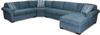 KIT Blue 4 Piece Sectional Sofa with RAF Chaise - Orion