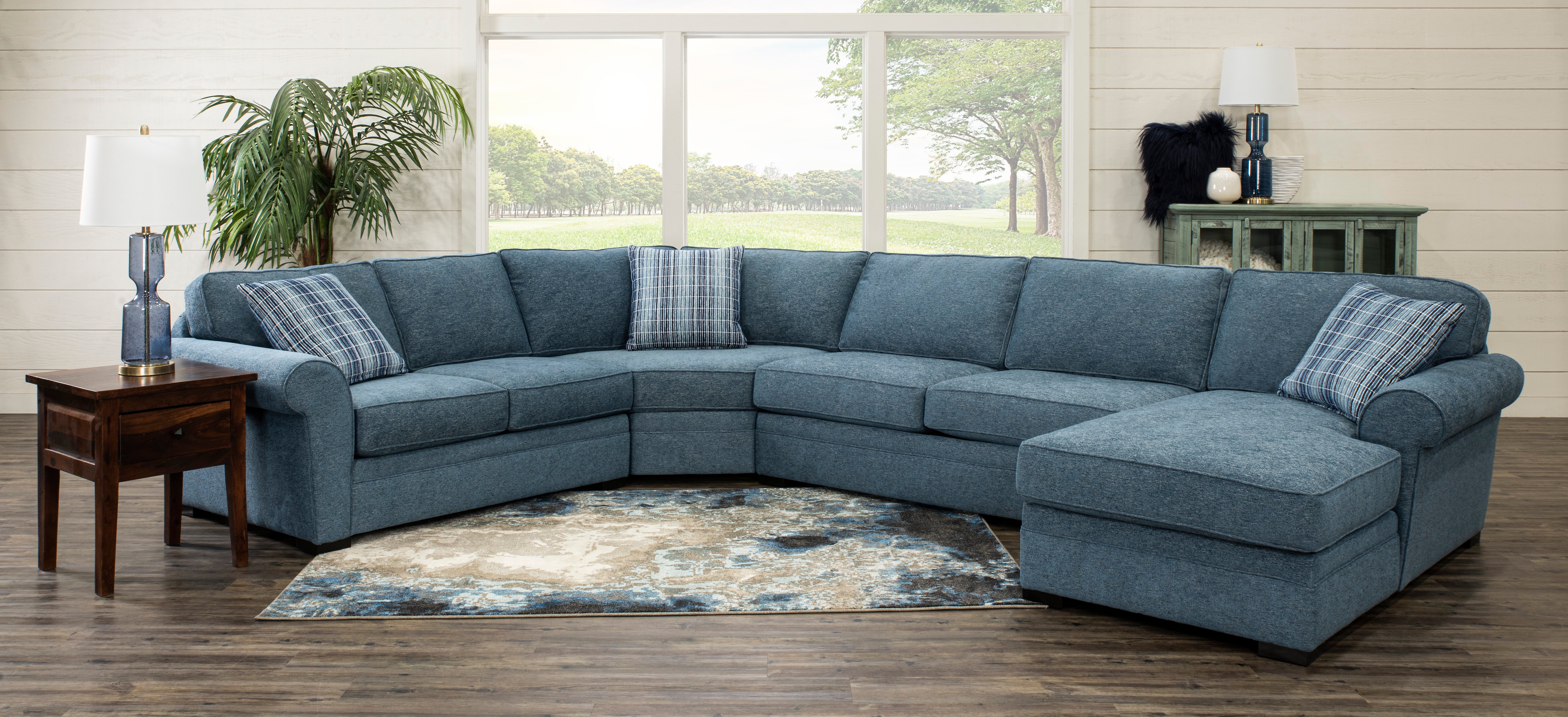 KIT Blue 4 Piece Sectional Sofa with RAF Chaise - Orion-2