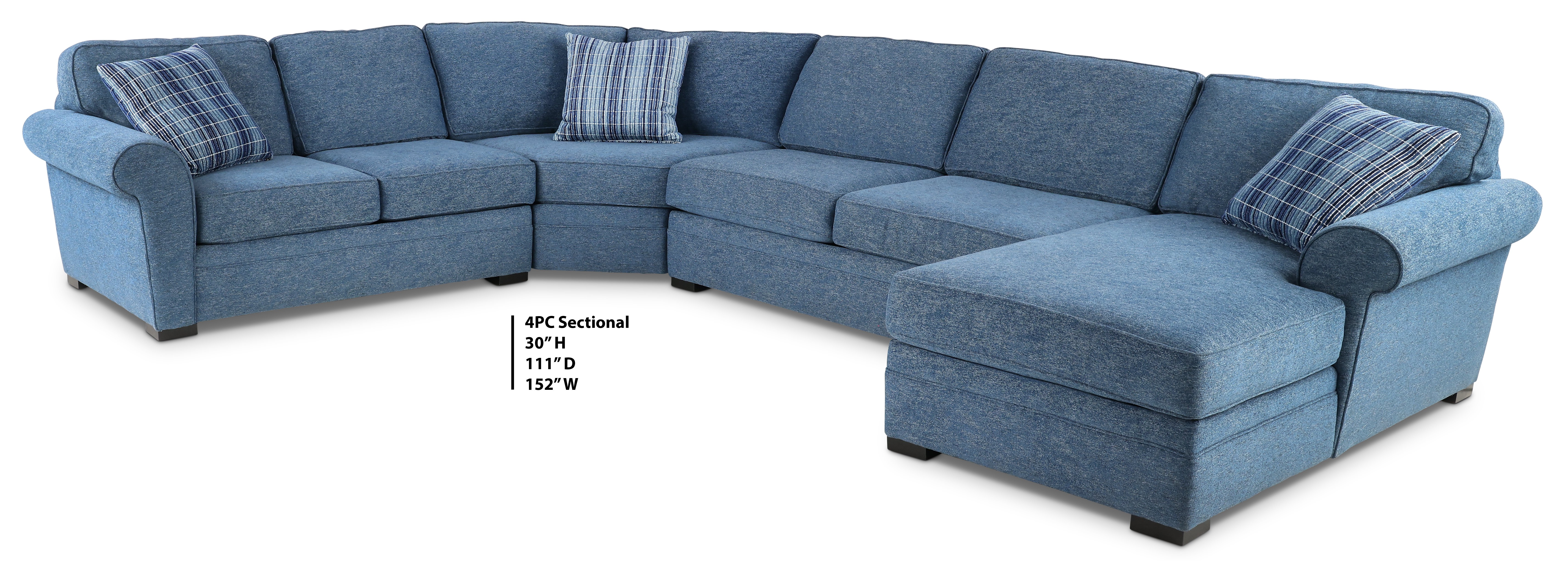 KIT Blue 4 Piece Sectional Sofa with RAF Chaise - Orion-3