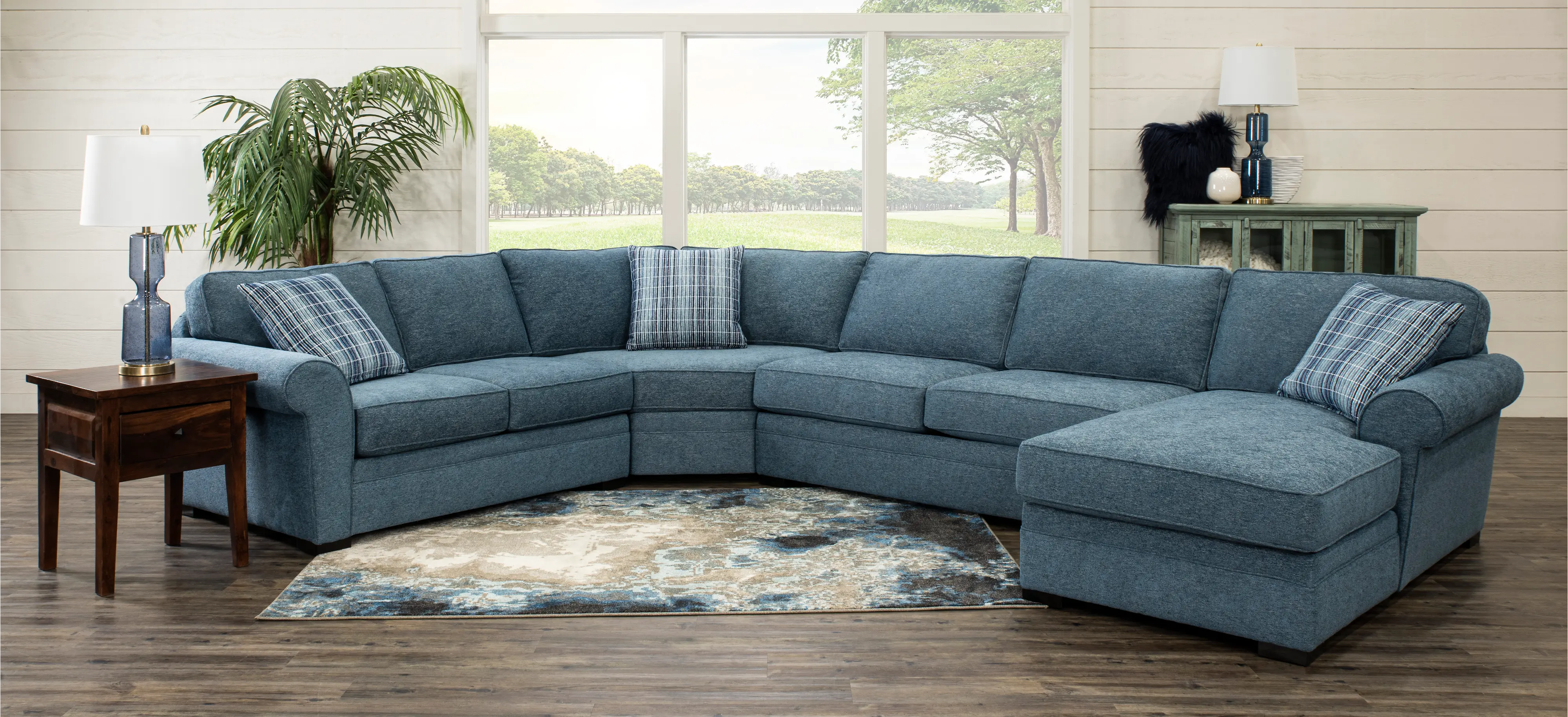 KIT Orion Blue 4-Piece U-Shaped Sectional-2