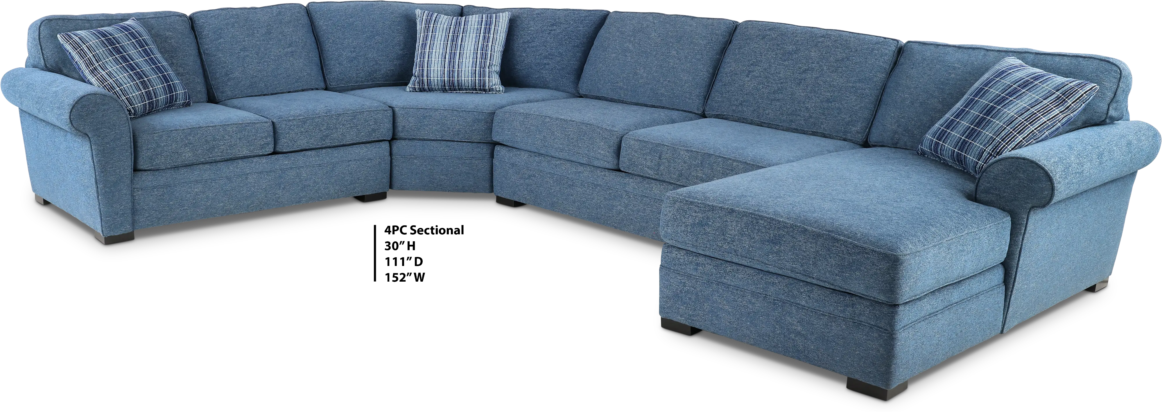 KIT Orion Blue 4-Piece U-Shaped Sectional-3