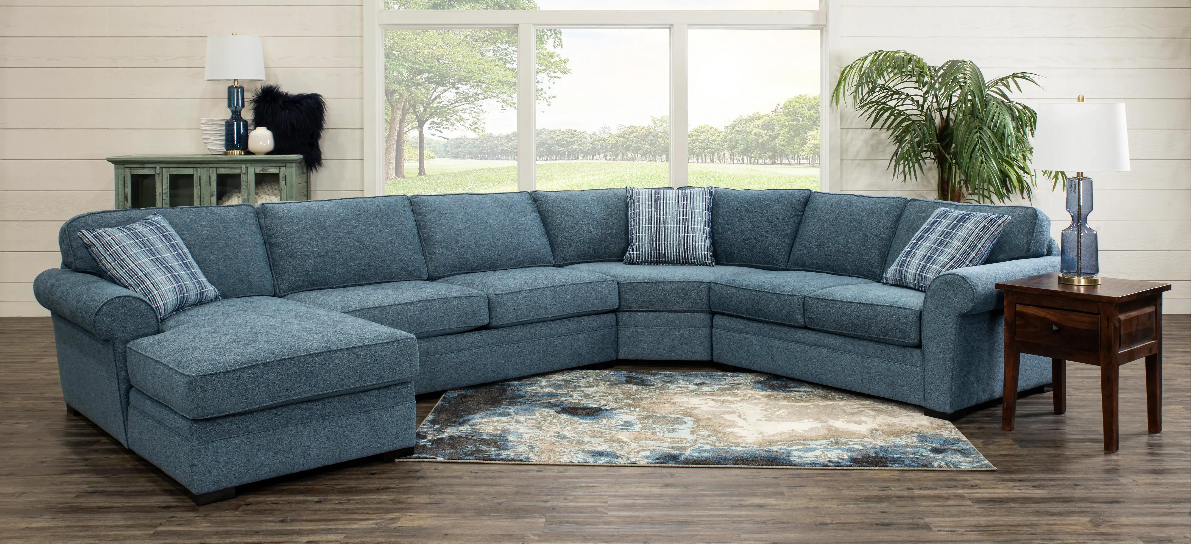 KIT Orion Blue 4-Piece Left-Facing Chaise Curved Sectional-2