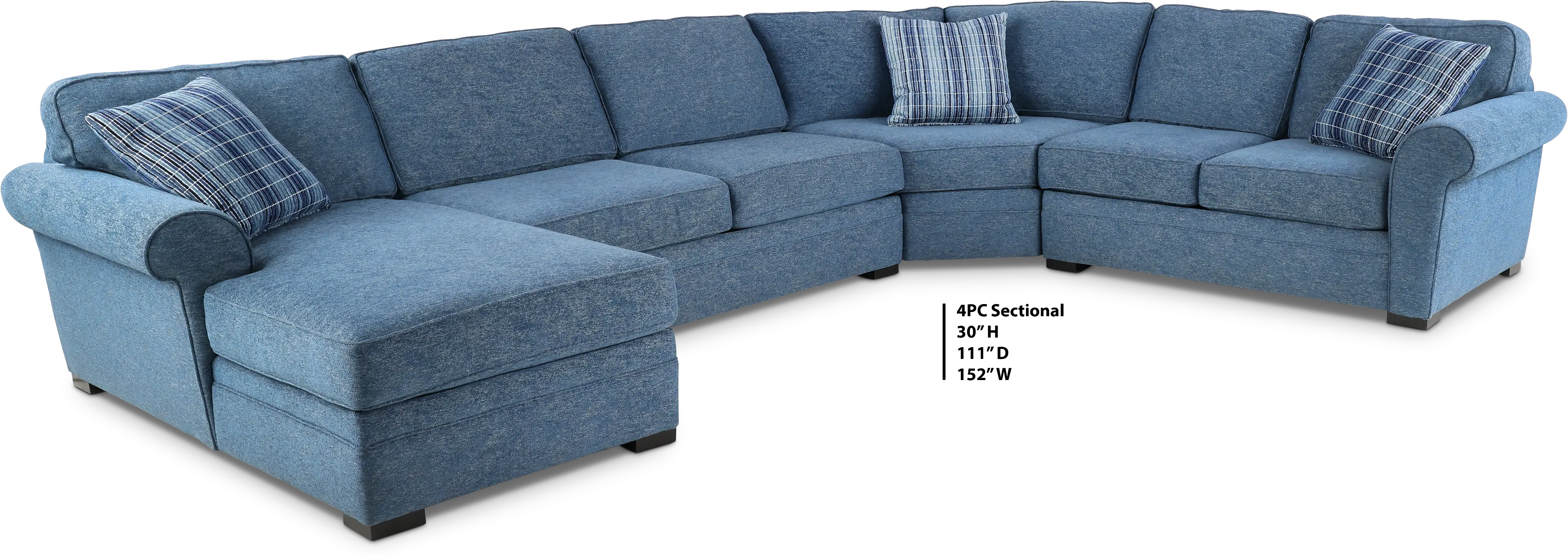 KIT Orion Blue 4-Piece Left-Facing Chaise Curved Sectional-3