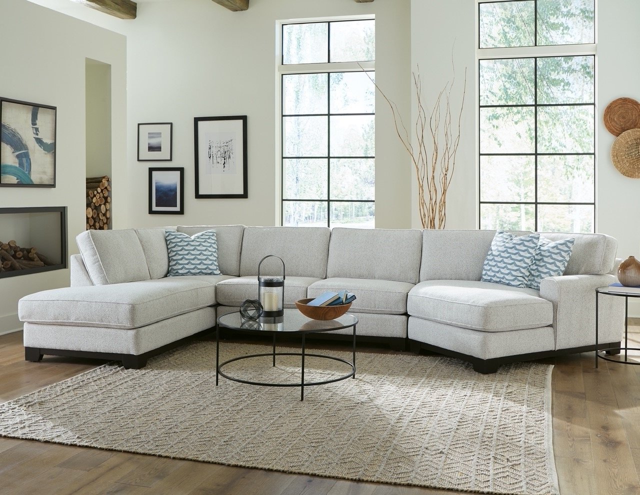 KIT Off-White 3 Piece Sectional Sofa with LAF Chaise - Pisces-2