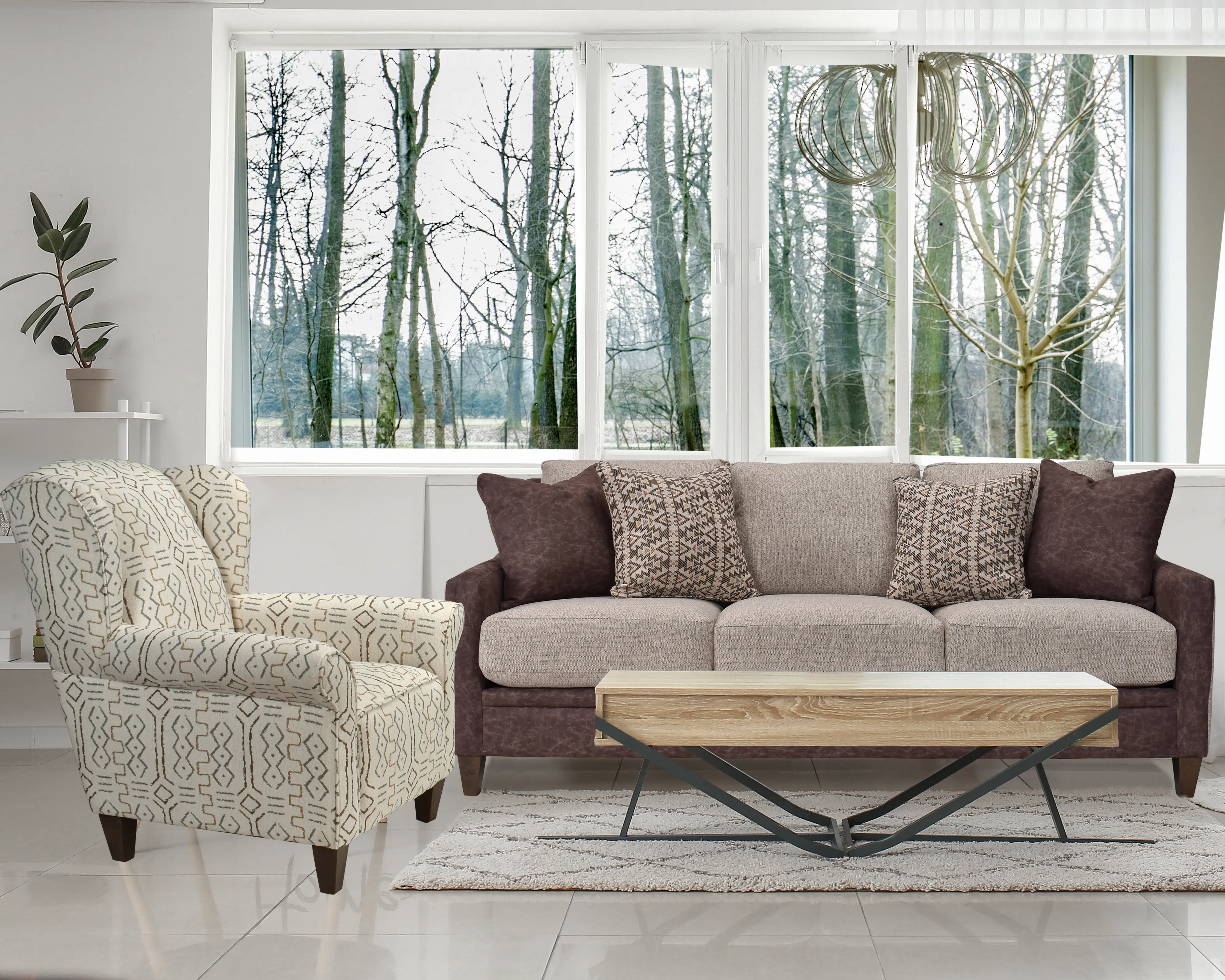 Contemporary Mocha Brown and Fog Gray Sofa - Alvarado-2