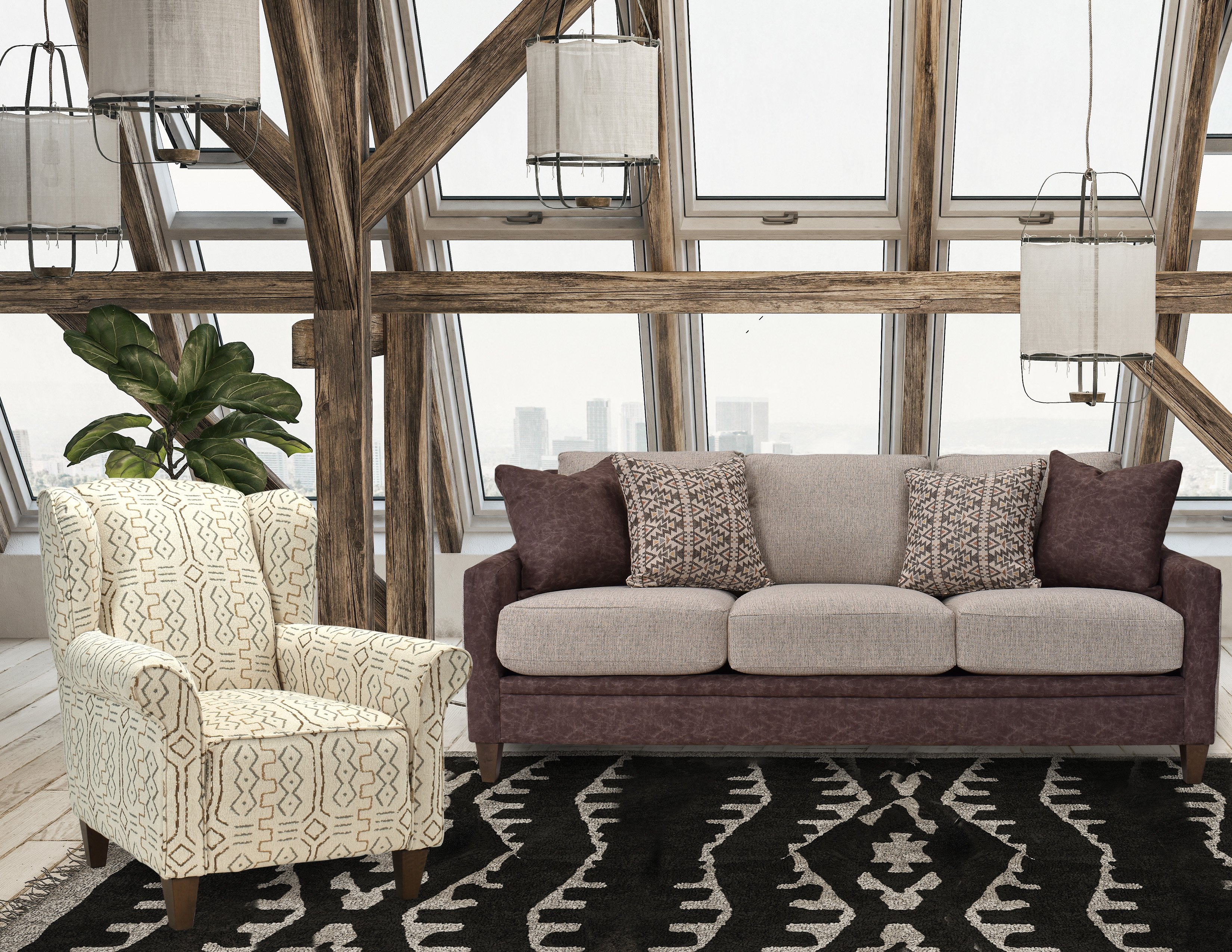 Contemporary Mocha Brown and Fog Gray Sofa - Alvarado-3
