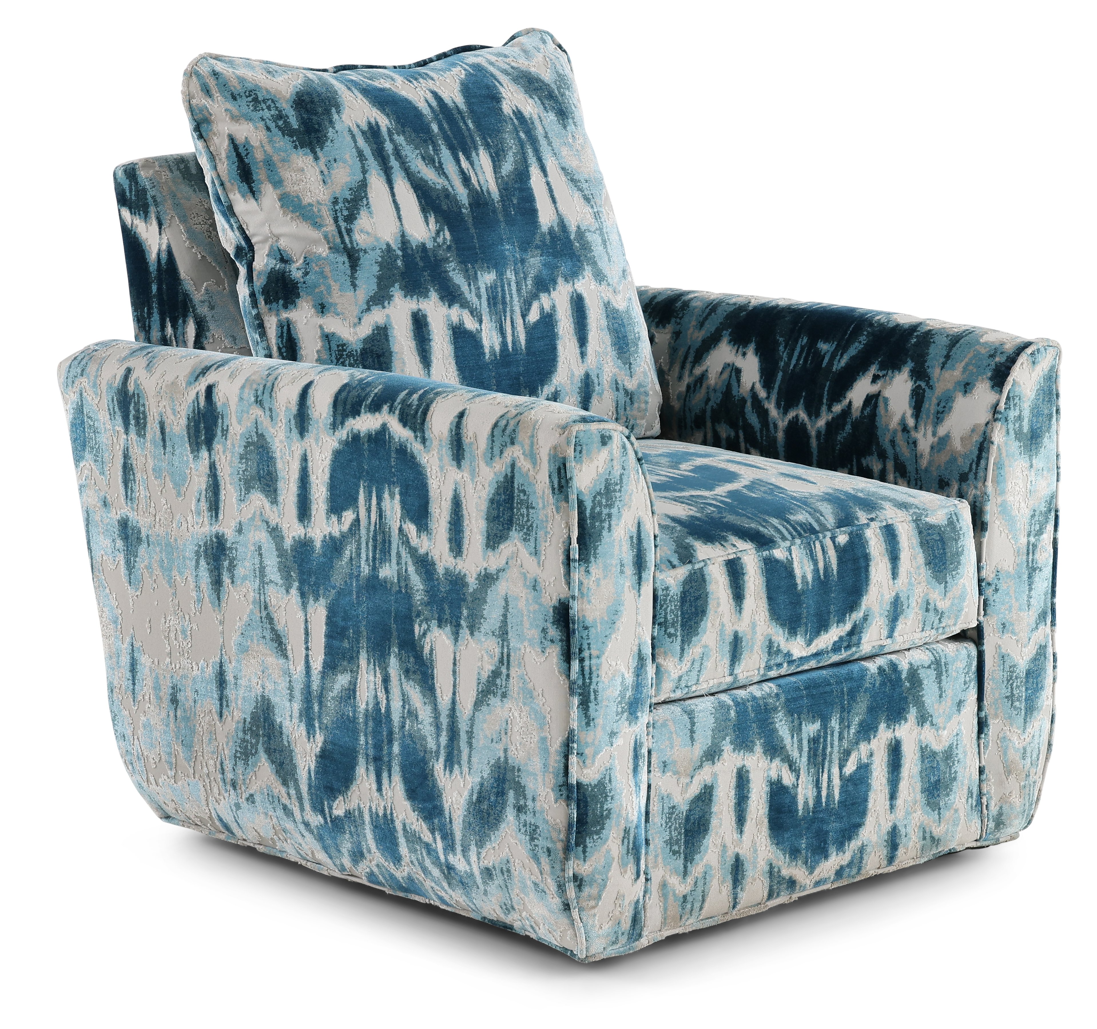 Contemporary Lagoon Blue Swivel Accent Chair - Troy-2